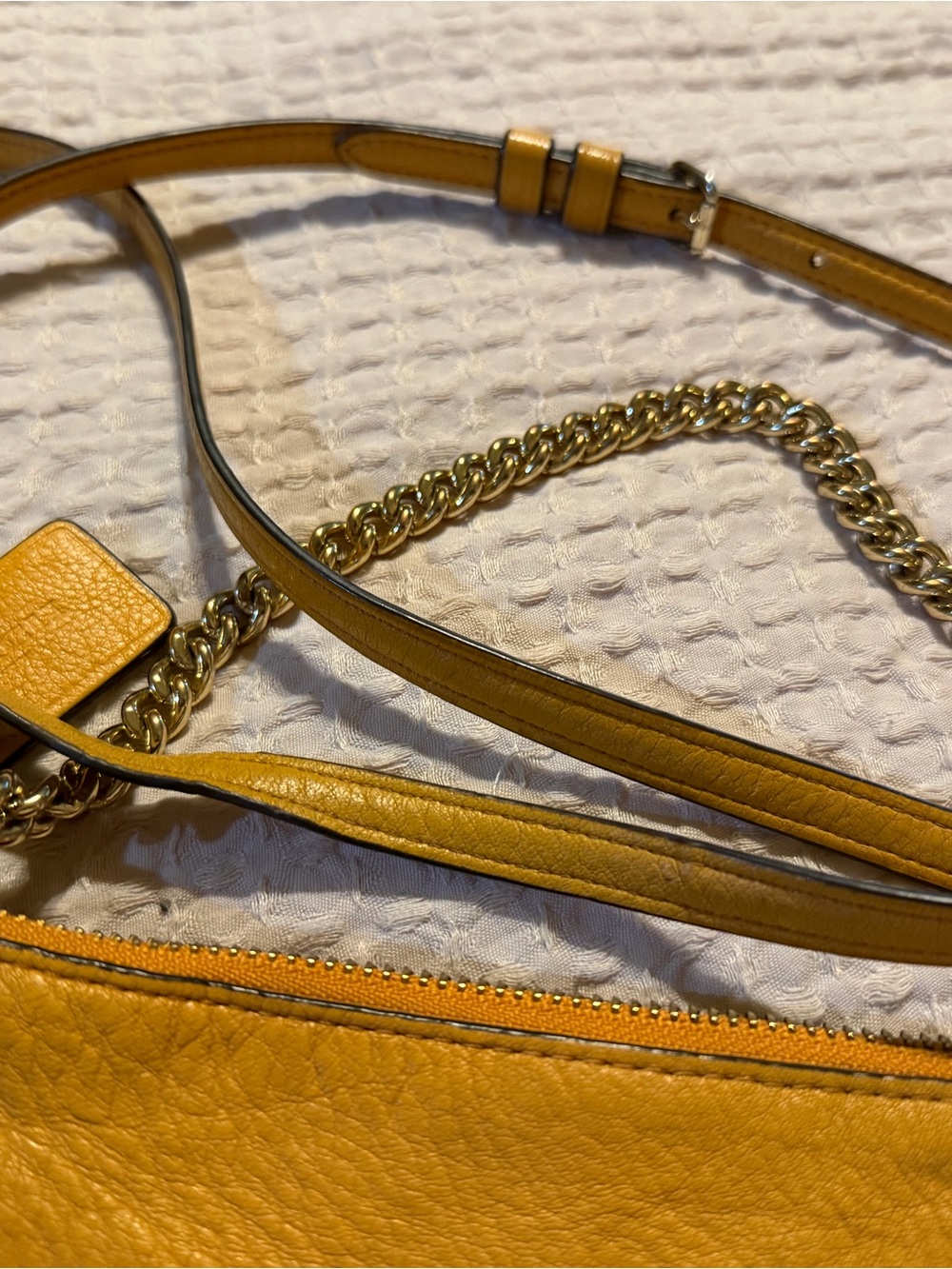 Coach Yellow Pebbled Leather Crossbody with Gold Hardware - Picture 8 of 11